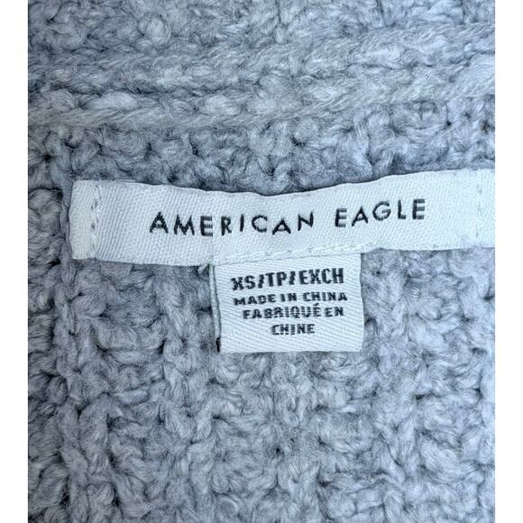 American Eagle Buttoned Boxy Cardigan Sweaters Size XS Oversized Gray Green Cozy - Picture 2 of 16